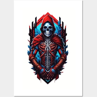 skeleton in red hood Posters and Art